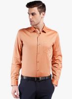 Black Coffee Orange Solid Slim Fit Formal Shirt