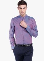 Black Coffee Purple Solid Slim Fit Formal Shirt