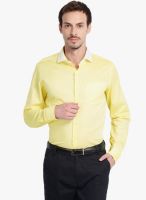 Black Coffee Yellow Solid Slim Fit Formal Shirt