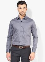 Blackberrys Grey Solid Slim Fit Formal Shirt