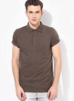 Blue Saint Brown Solid Polo T-Shirts