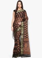 Bunkar Black Printed Cotton Blend Saree