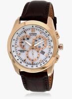 CITIZEN At1183-07A-Sor Brown/White Chronograph Watch