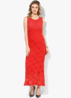 Castle Castle Red Colored Embroidered Maxi Dress