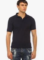 Cation Navy Blue Solid Polo T-Shirts