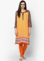 Dhwani Orange Printed Kurtis