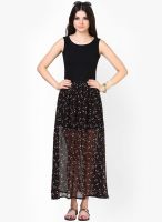 Faballey Black Colored Printed Maxi Dress