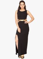 Faballey Black Colored Solid Maxi Dress