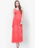 Faballey Orange Colored Embroidered Maxi Dress