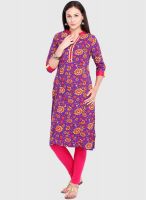 Folklore Purple Printed Kurtas