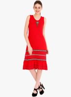 Fusion Beats Red Colored Solid Shift Dress