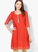 G Rust Embellished Kurta