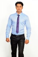 Green Bows Men's Self Design Formal Blue Shirt