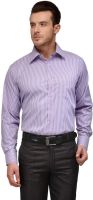 Hancock Men's Striped Formal White, Pink Shirt