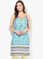 Haute Curry By Shoppers Stop Crepe Blue Kurta