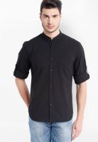 Highlander Black Slim Fit Casual Shirt