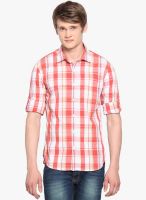 Highlander Red Checks Slim Fit Casual Shirt