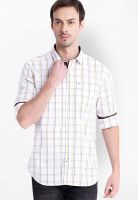 Highlander White Check Slim Fit Casual Shirt