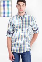 Highlander White Check Slim Fit Casual Shirt