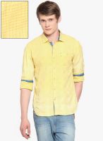 Highlander Yellow Checked Slim Fit Casual Shirt