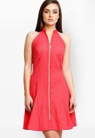 ITI Red Colored Embroidered Skater Dress