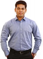 Iconic Men's Striped Formal Blue Shirt