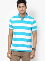 Indian Terrain Blue Striped Polo T-Shirts