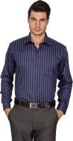 Indocity Men's Striped Formal Blue, Black Shirt