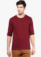 Izinc Maroon Round Neck T-Shirt