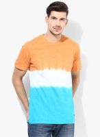 Izod Orange Solid Round Neck T-Shirts