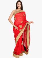Jashn Red Embroidered Saree