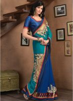Kalista Fashions Blue Embroidered Saree