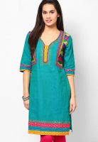 Kurti'S Aqua Blue Embroidered Kurtis