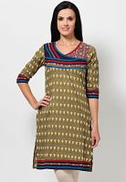 Kurti'S Beige Printed Kurtis