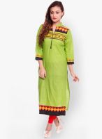 Kurti'S Green Printed Kurtis