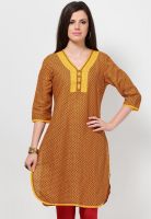 Kurti'S Mustard Yellow Printed Kurtis