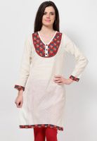 Kurti'S Off White Solid Kurtis