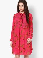 Label Ritu Kumar Pink Colored Printed Skater Dress Label Ritu Kumar Pink Colored Printed Skater Dress