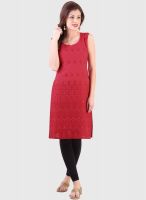 Libas Red Embroidered Kurta