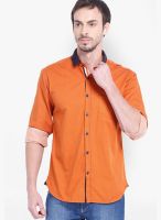 Locomotive Orange Printed Slim Fit Casual Shirt