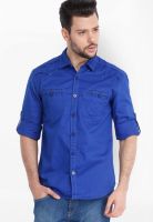 Locomotive Solid Blue Casual Shirt