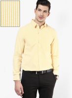 London Bridge Yellow Striped Slim Fit Formal Shirt
