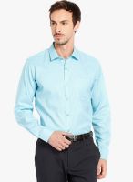 Mark Taylor Aqua Blue Striped Slim Fit Formal Shirt