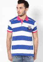 Mufti Blue Striped Polo T-Shirts