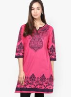 Mustard Fuchsia Printed Kurtas