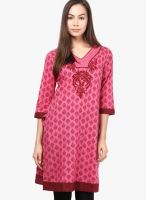 Mustard Pink Printed Kurtas