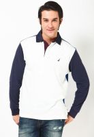 Nautica White Solid Polo T-Shirts