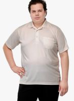 Pluss Off White Solid Polo TShirts