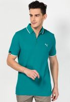 Puma Turquoise Solid Polo T-Shirts