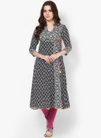 Rain & Rainbow Cotton Black Angrakha